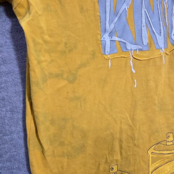 VINTAGE Hard Knock Men Shirt XL Yellow Ringer Spray Paint Hip Hop Streetwear Y2K - Picture 5 of 12